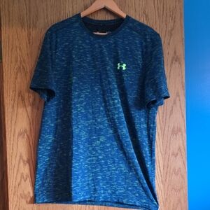 Under Armour Men's Blue and Green Athletic Tee